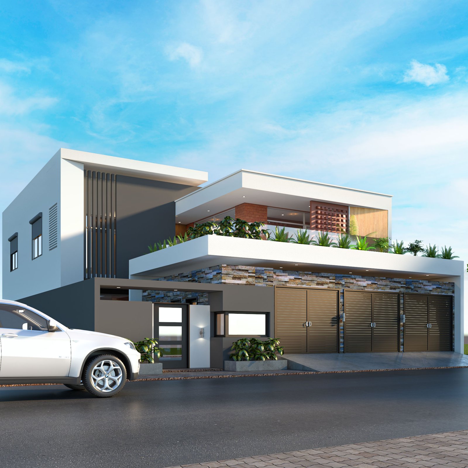 Villa moderne construite de nuit par Africa Consortium Holding SARL à Ouagadougou-BF